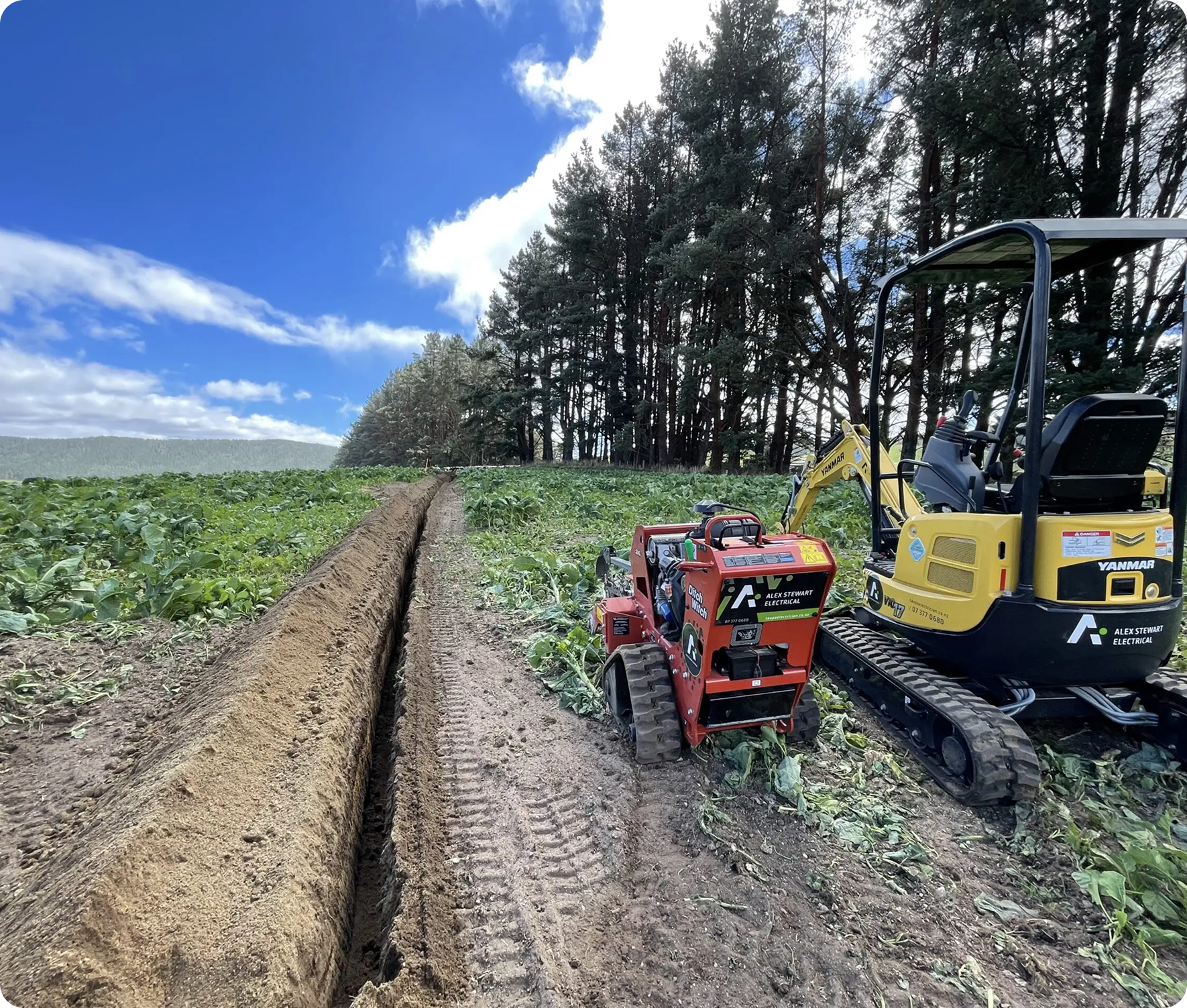 trenching farm field