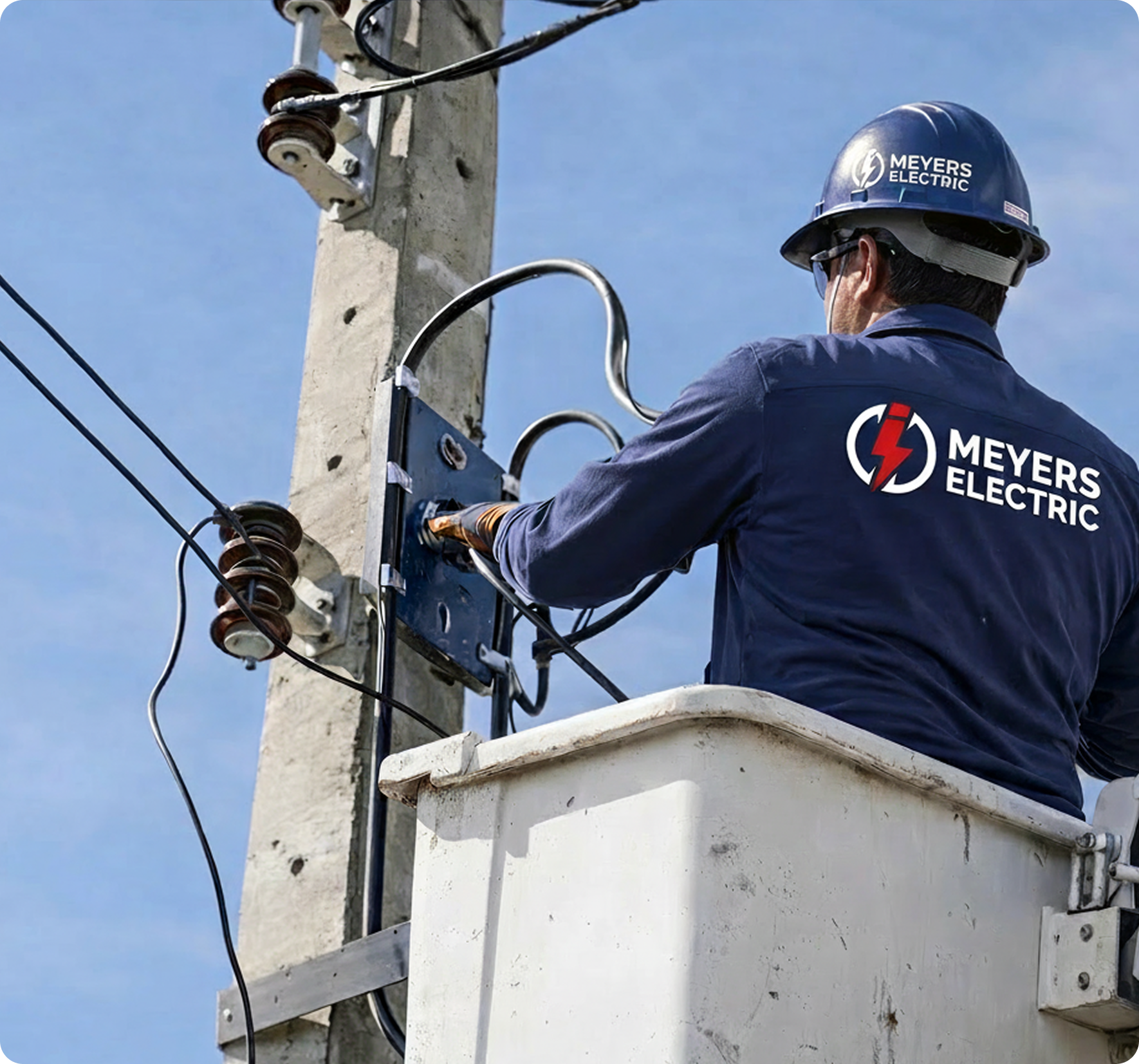 Bucket truck electrical line
