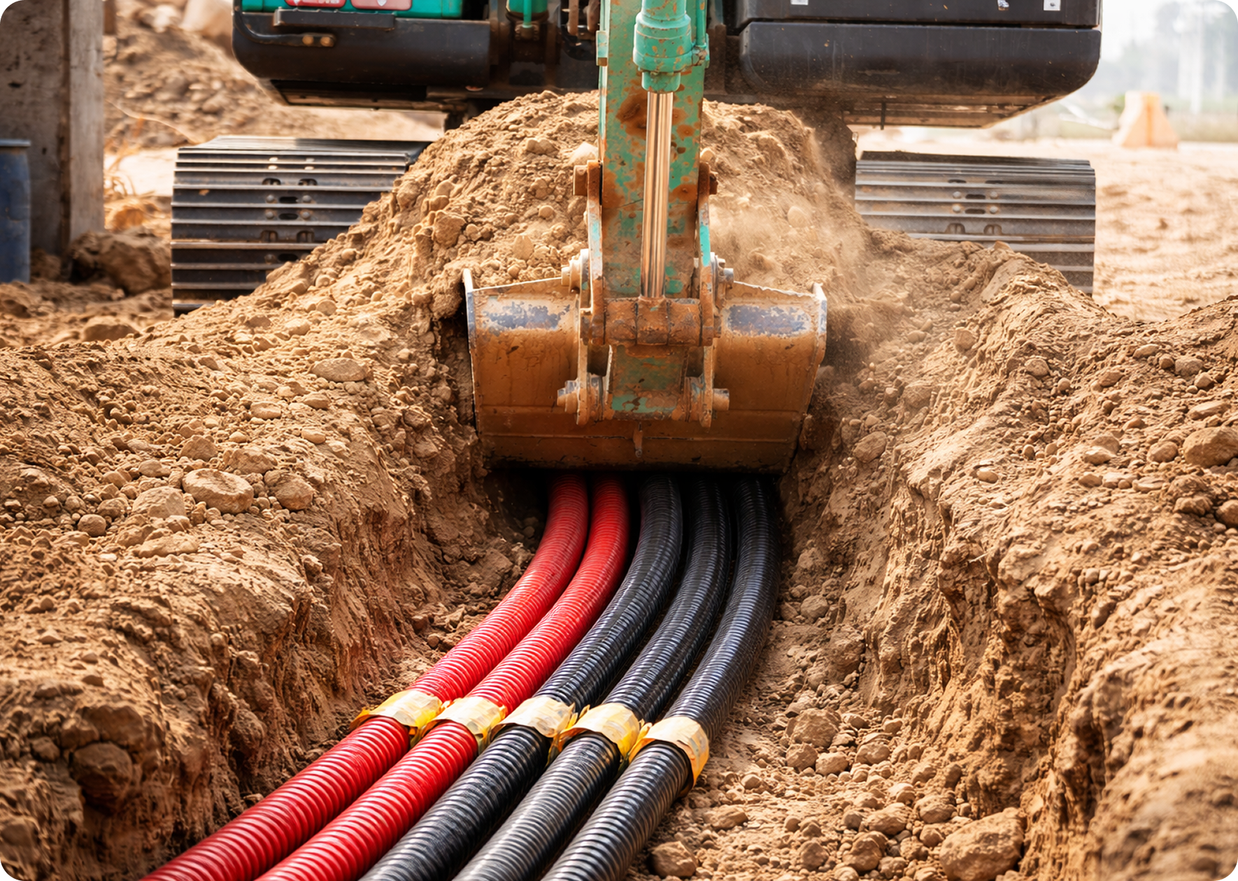 excavator laying underground