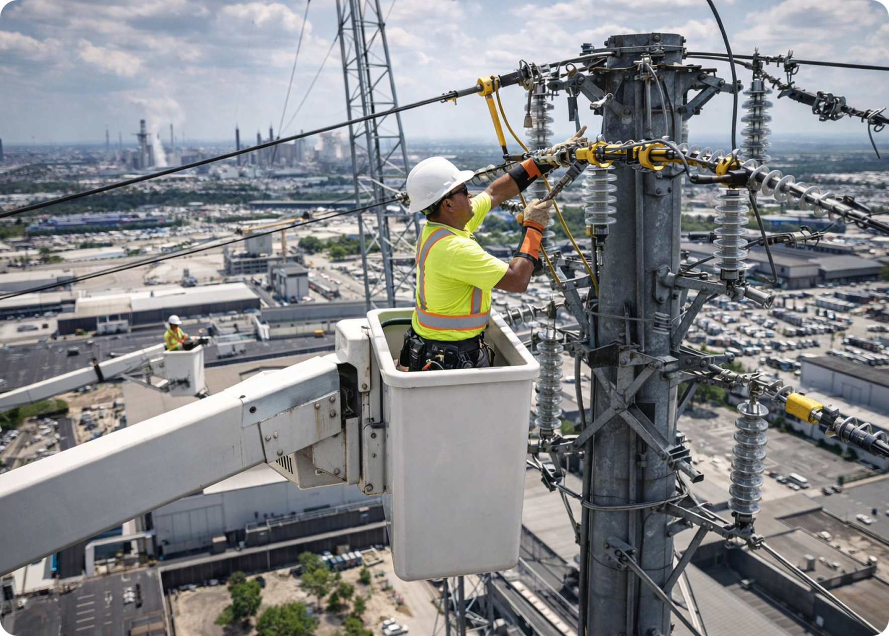 High voltage electrical line service