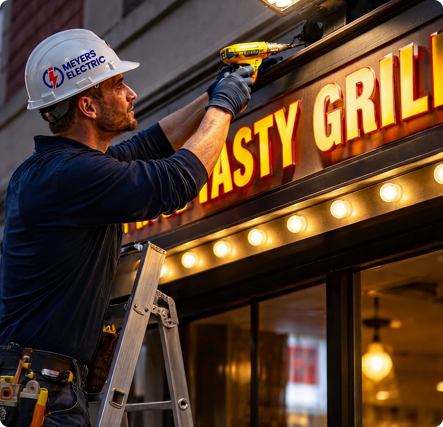 commercial sign lighting install