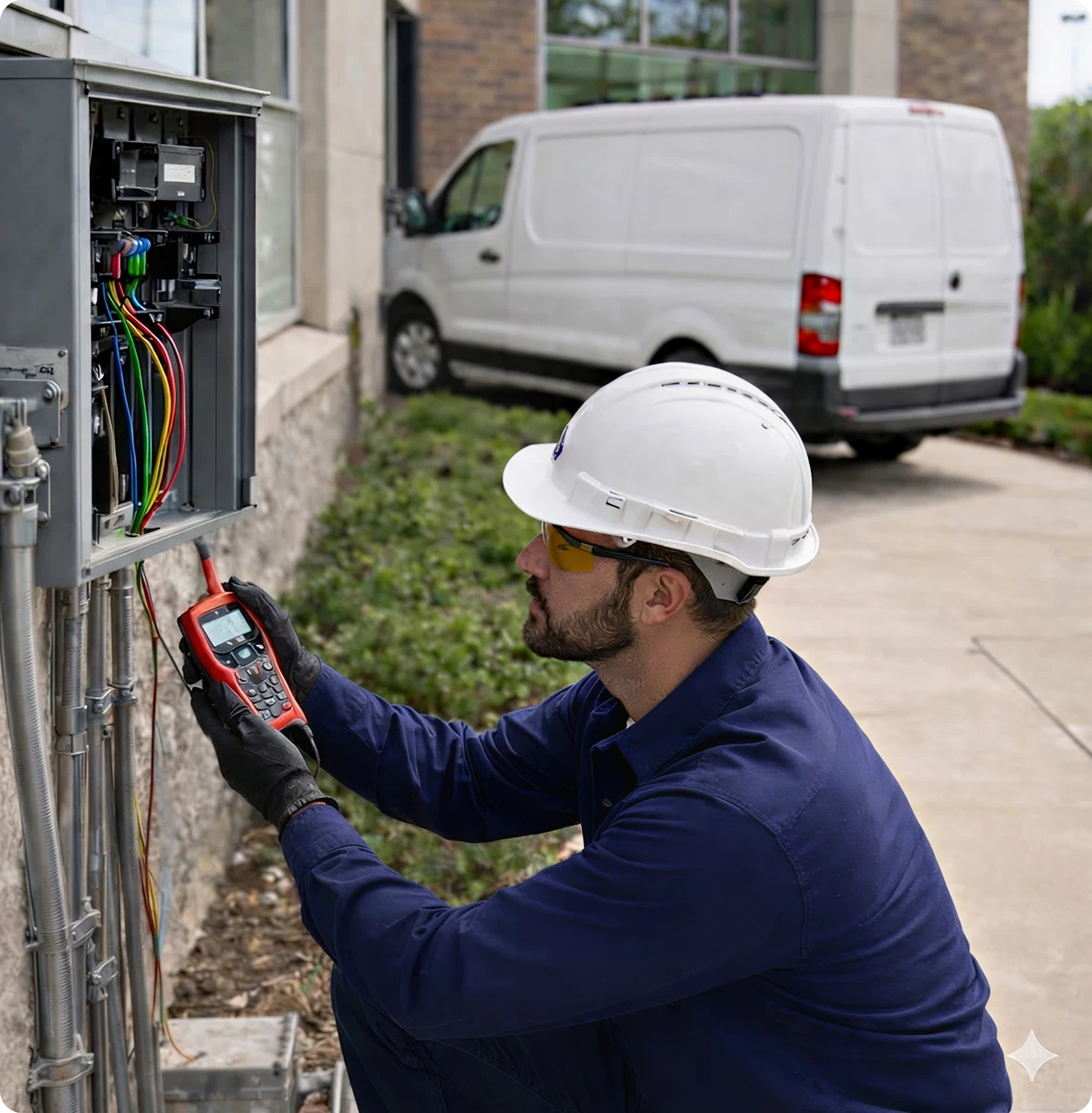 technician outdoor panel testing