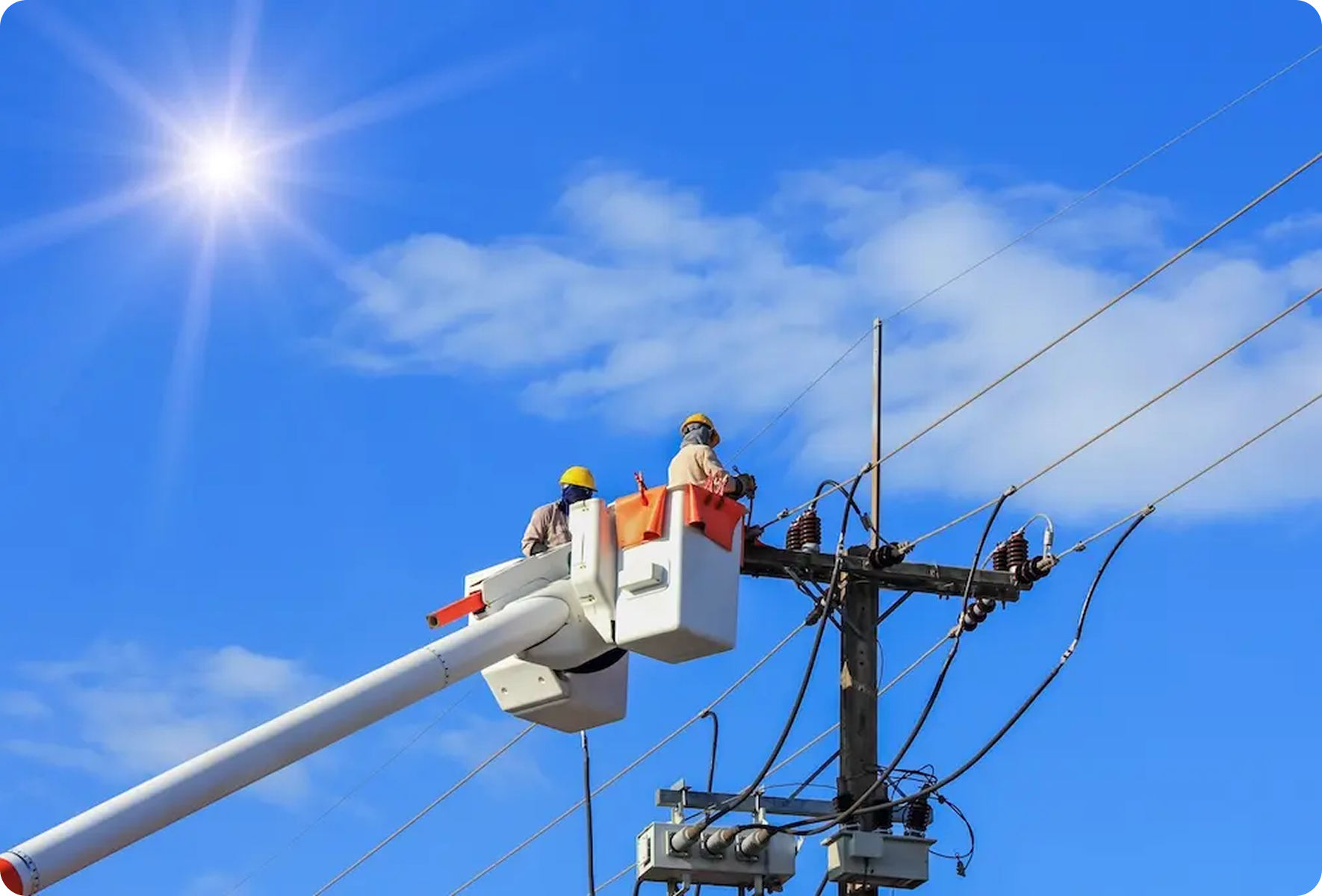 Power line installation working