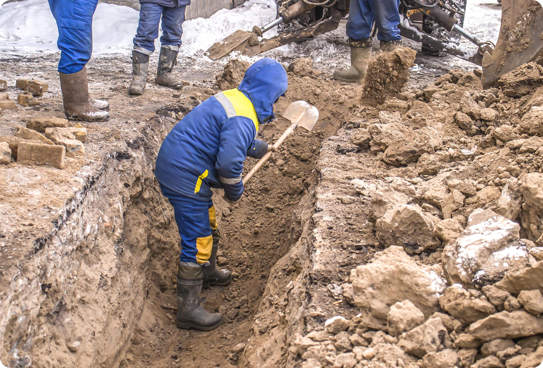 trench digging winter