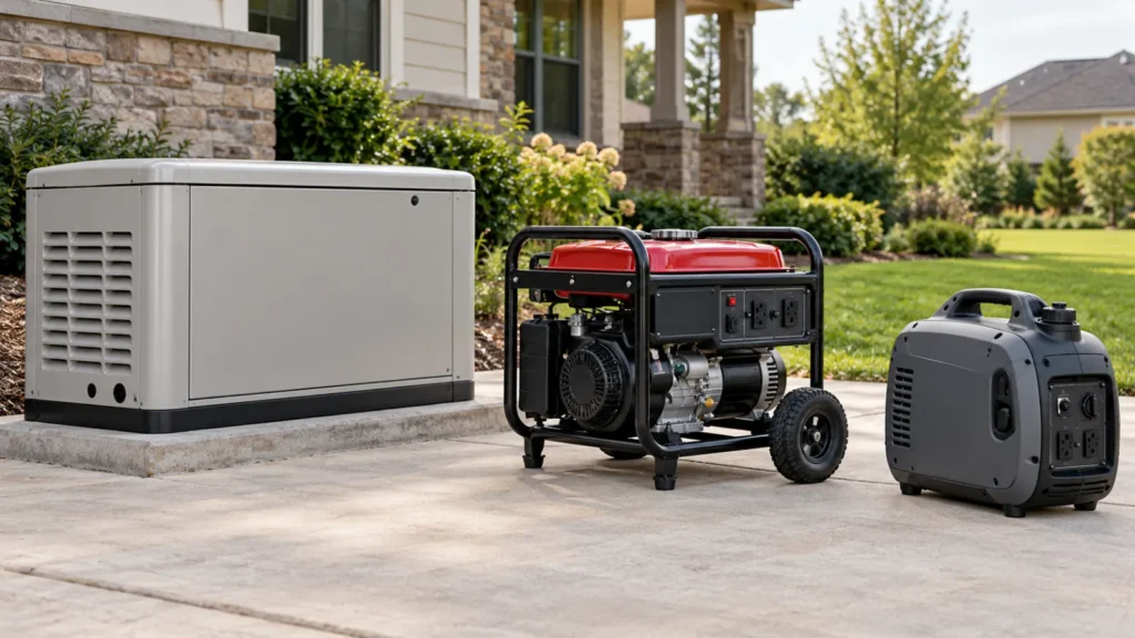 standby vs portable vs inverter generator